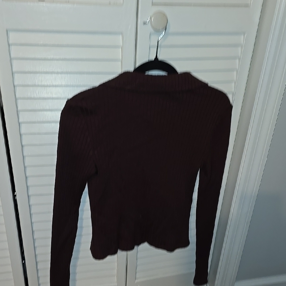 SOPHIE RUE Womens Brown Ribbed Shirt NWT - Picture 3 of 4